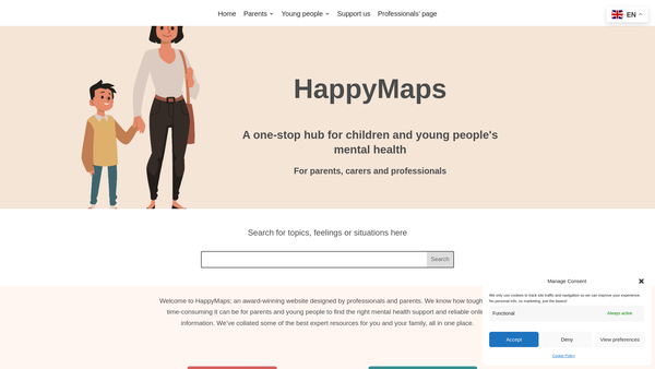Screenshot of the Happymaps website
