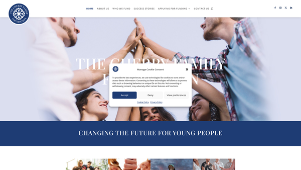 Screenshot of the The Cherry Family Foundation website