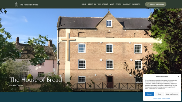 Screenshot of the The House Of Bread (Warwickshire) website