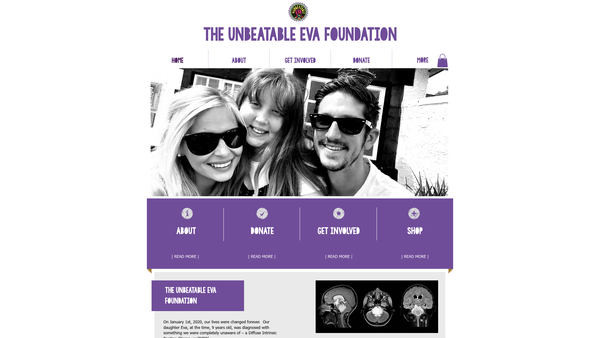 Screenshot of the The Unbeatable Eva Foundation website