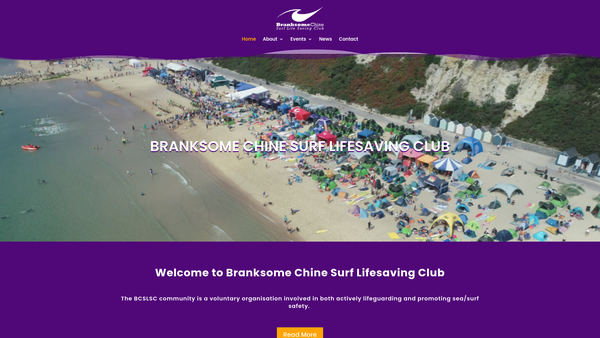 Screenshot of the Branksome Chine Surf Life Saving Club website