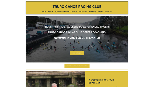 Screenshot of the Truro Canoe Club website