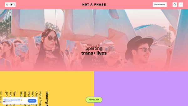 Screenshot of the Not A Phase website