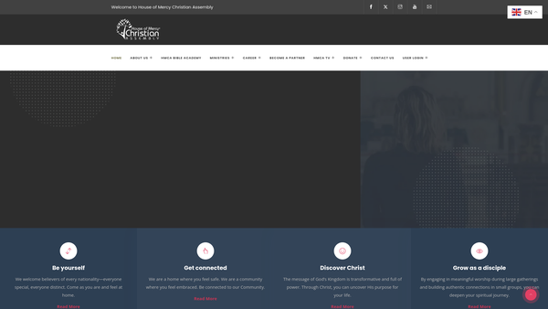 Screenshot of the House Of Mercy Community Engagement & Empowerment Service website
