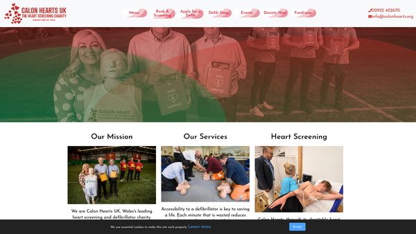 Screenshot of the Calon Heart Screening website