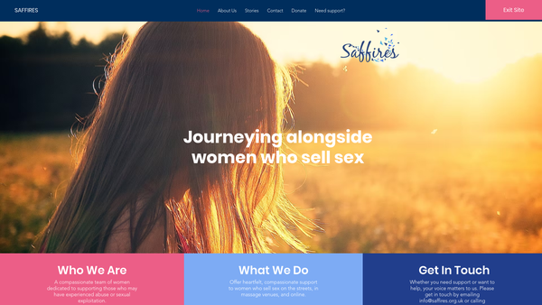 Screenshot of the The Saffires Project website