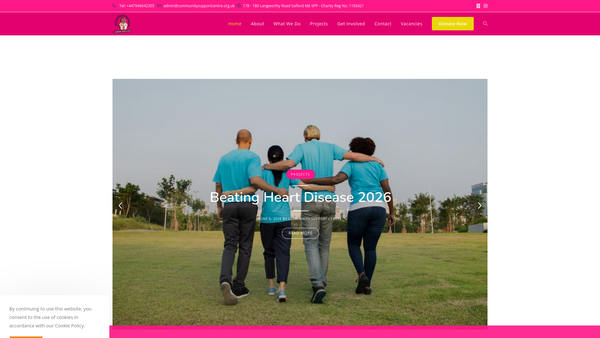 Screenshot of the Community Support Centre website