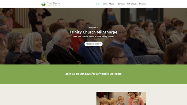 Screenshot of the Trinity Church Milnthorpe website