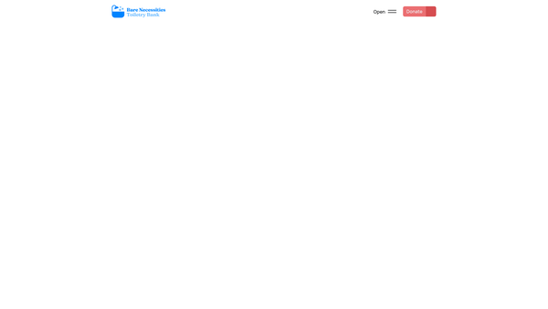 Screenshot of the Bare Necessities Toiletry Bank website