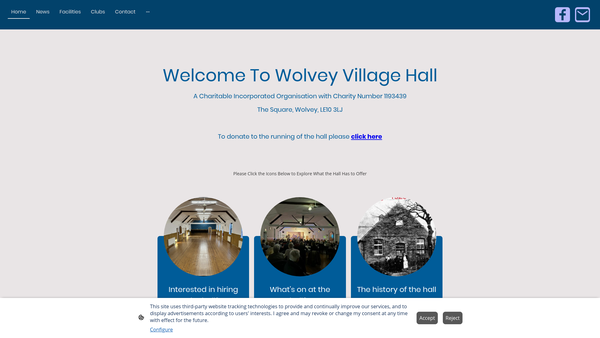 Screenshot of the Wolvey Village Hall Foundation website