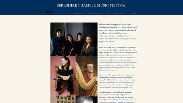 Screenshot of the Berkshire Chamber Music Festival website