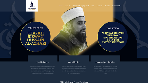 Screenshot of the Al Hayat Trust website