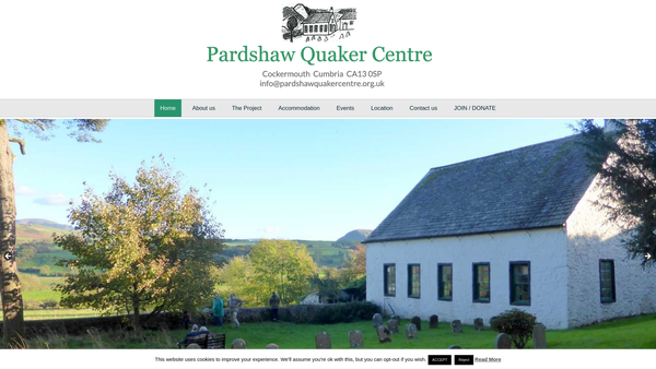 Screenshot of the Pardshaw Quaker Centre website