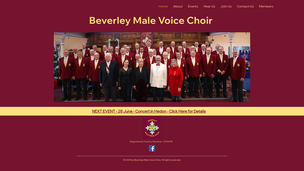 Screenshot of the Beverley Male Voice Choir website