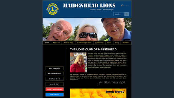 Screenshot of the Lions Club Of Maidenhead CIO website