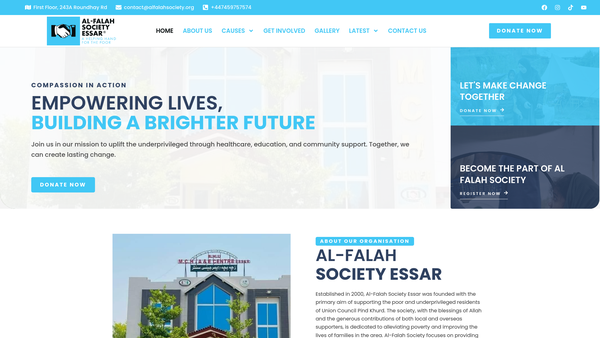 Screenshot of the Al-Falah Society (Essar) website