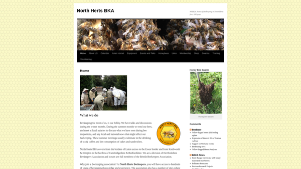 Screenshot of the The North Hertfordshire Beekeepers Association [CIO] website