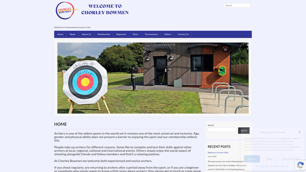 Screenshot of the Chorley Bowmen website