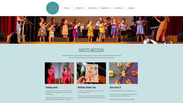 Screenshot of the Arco - Music For All Ltd website