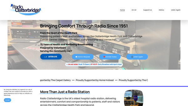 Screenshot of the Radio Clatterbridge website