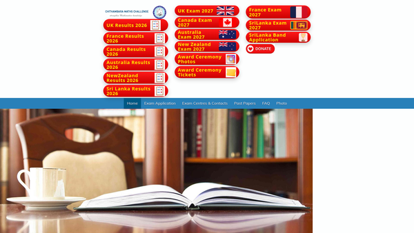 Screenshot of the Chithambara College Maths Challenge website
