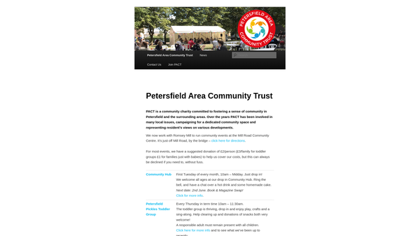 Screenshot of the Petersfield Area Community Trust website