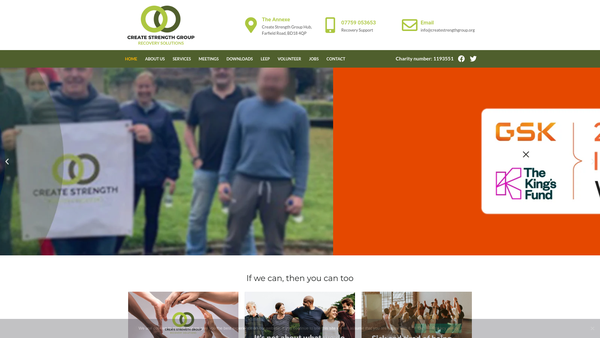 Screenshot of the Create Strength Group website