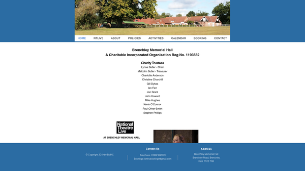 Screenshot of the Brenchley Memorial Hall website