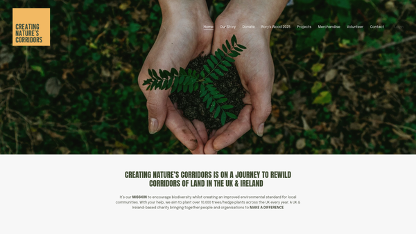 Screenshot of the Creating Natures Corridors website