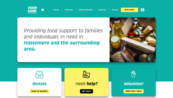 Screenshot of the Haslemere Food Bank Trust website
