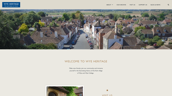 Screenshot of the Wye Heritage website
