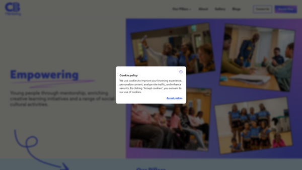 Screenshot of the Cb Mentoring website