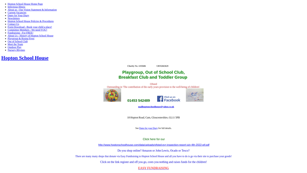 Screenshot of the Hopton School House CIO website
