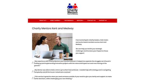 Screenshot of the Charity Mentors Kent And Medway website