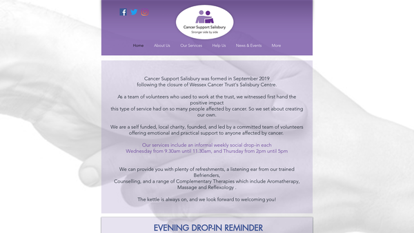 Screenshot of the Cancer Support Salisbury website