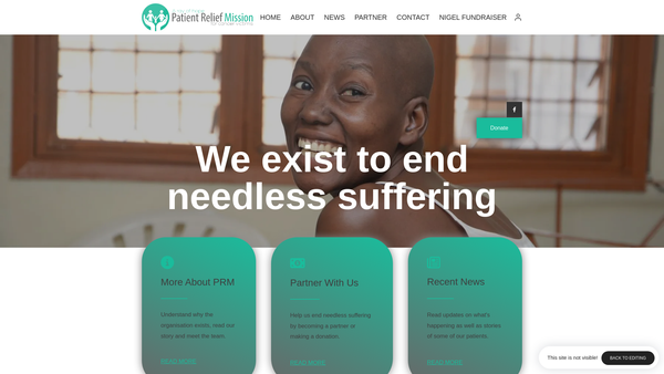 Screenshot of the Patient Relief Mission UK website