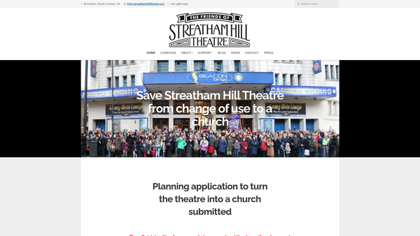 Screenshot of the The Friends Of Streatham Hill Theatre website