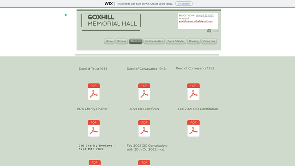 Screenshot of the Goxhill Memorial Hall And Recreation Ground website