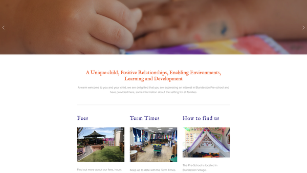 Screenshot of the Blundeston Pre-School website