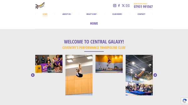 Screenshot of the Central Galaxy Coventry Trampoline Club website