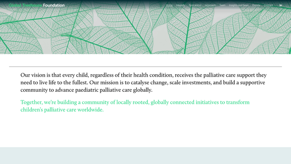Screenshot of the Global Treehouse Foundation website