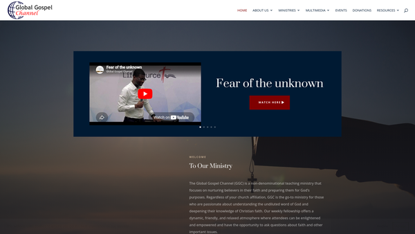 Screenshot of the Global Gospel Channel website