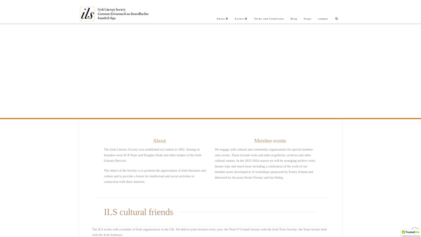 Screenshot of the Irish Literary Society website