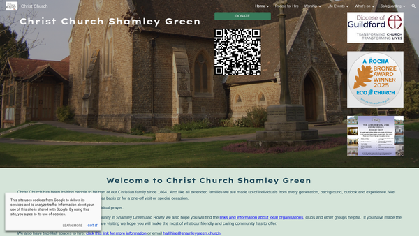 Screenshot of the The Parochial Church Council Of The Ecclesiastical Parish Of Christ Church, Shamley Green website