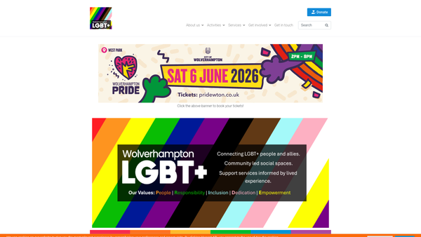 Screenshot of the Wolverhampton LGBT+ website