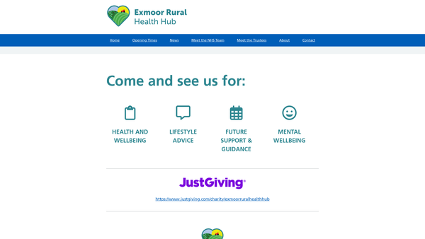 Screenshot of the Exmoor Rural Health Hub website