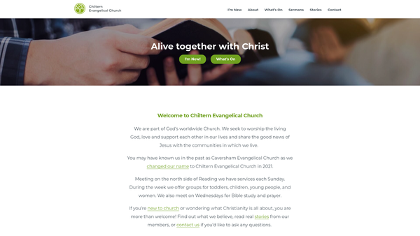 Screenshot of the Chiltern Evangelical Church website