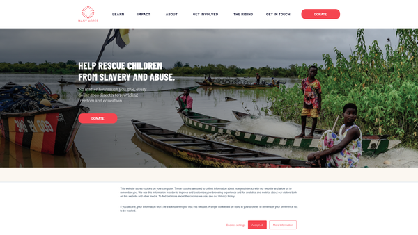 Screenshot of the Many Hopes UK website