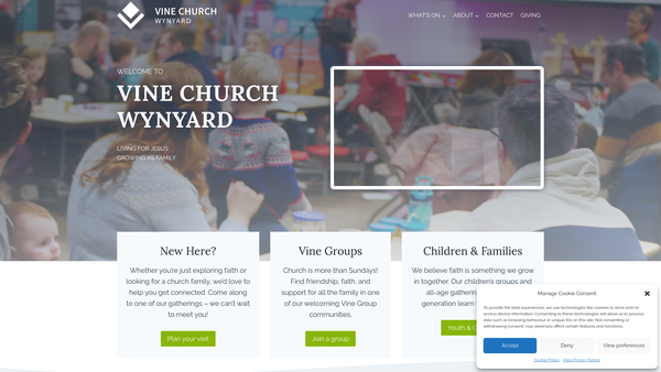 Screenshot of the Vine Church Wynyard website