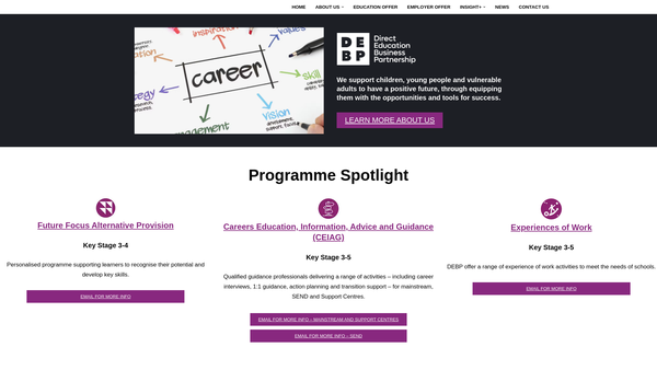 Screenshot of the Debp CIO website